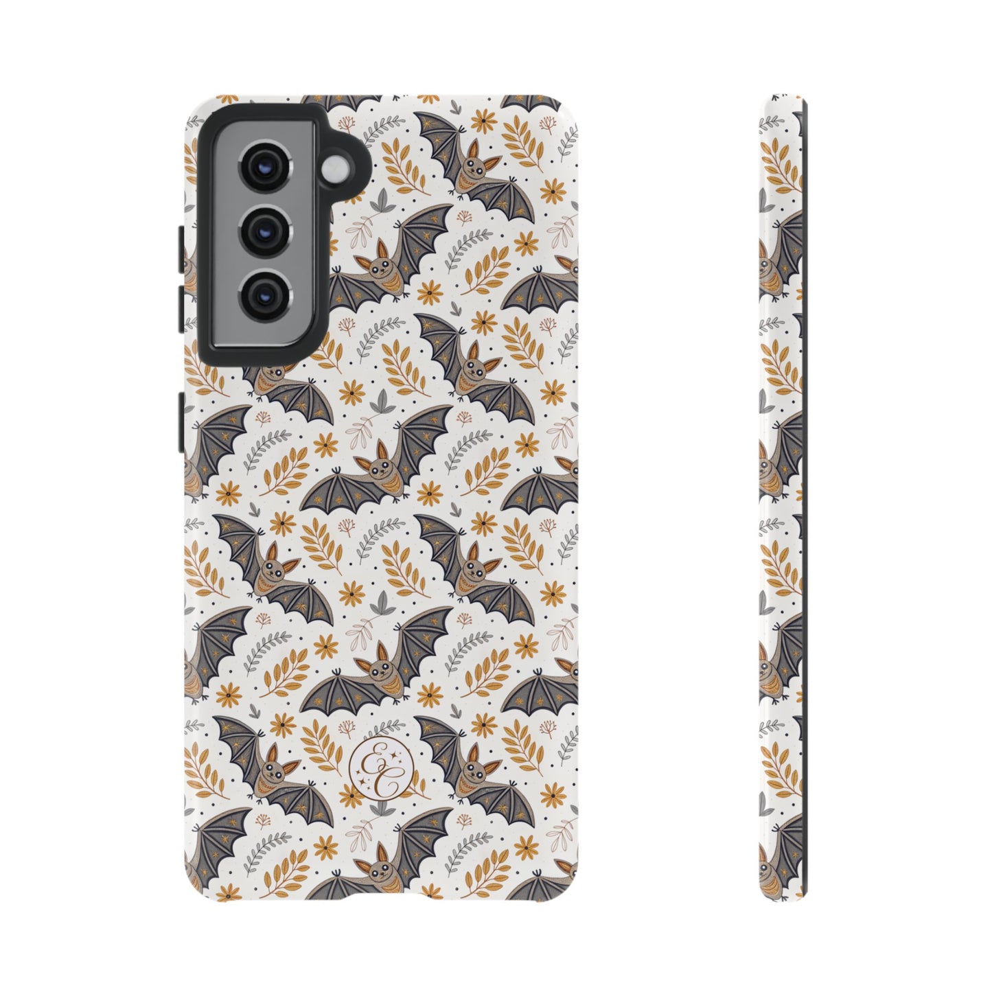 Boho Halloween Bat Pattern Tough Phone Case