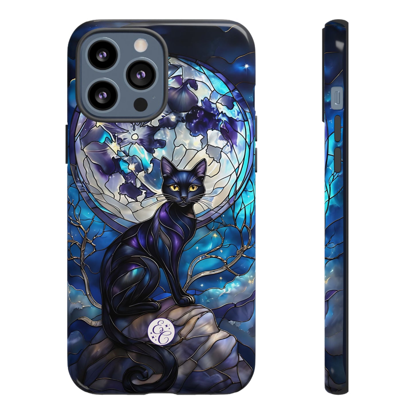 Stained Glass Black Cat Tough Phone Case