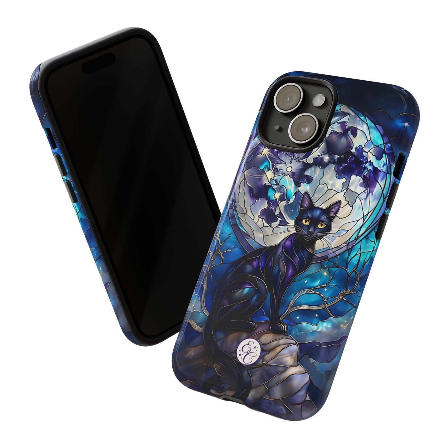 Stained Glass Black Cat Tough Phone Case