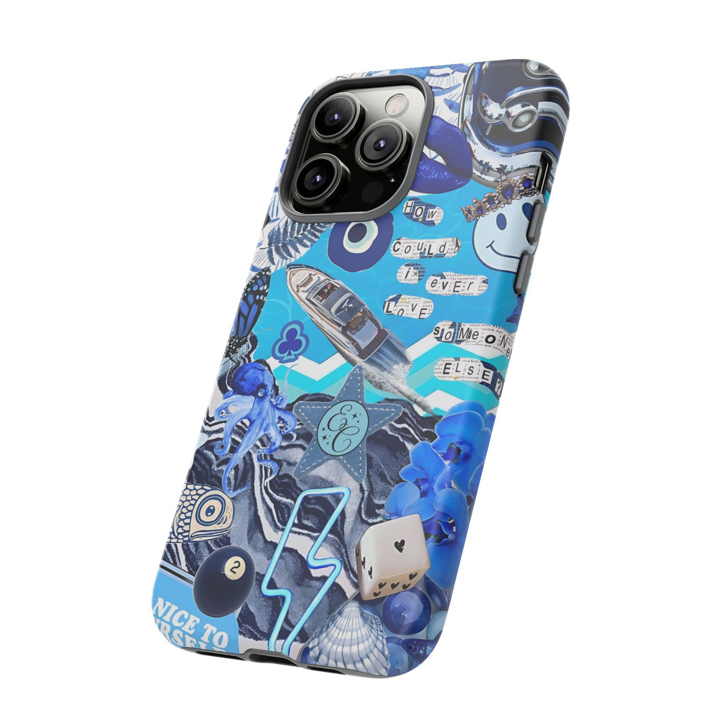 Eclectic Blue Collage Tough Phone Case