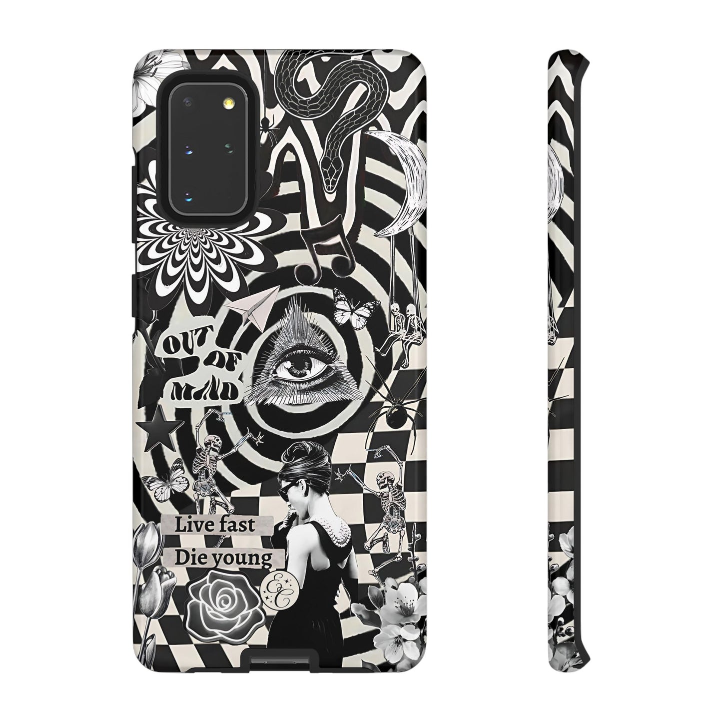Black and White Psychedelic Art Tough Phone Case