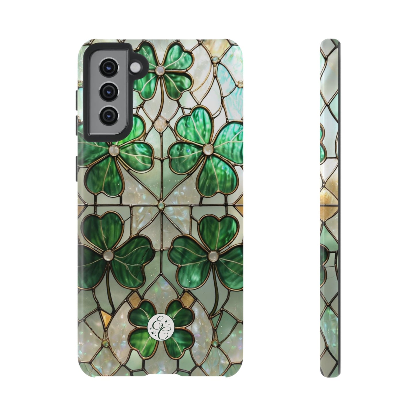 Lucky Clover Stained Glass Pattern Tough Phone Case