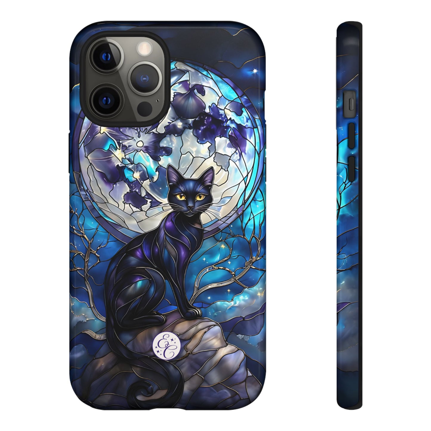 Stained Glass Black Cat Tough Phone Case
