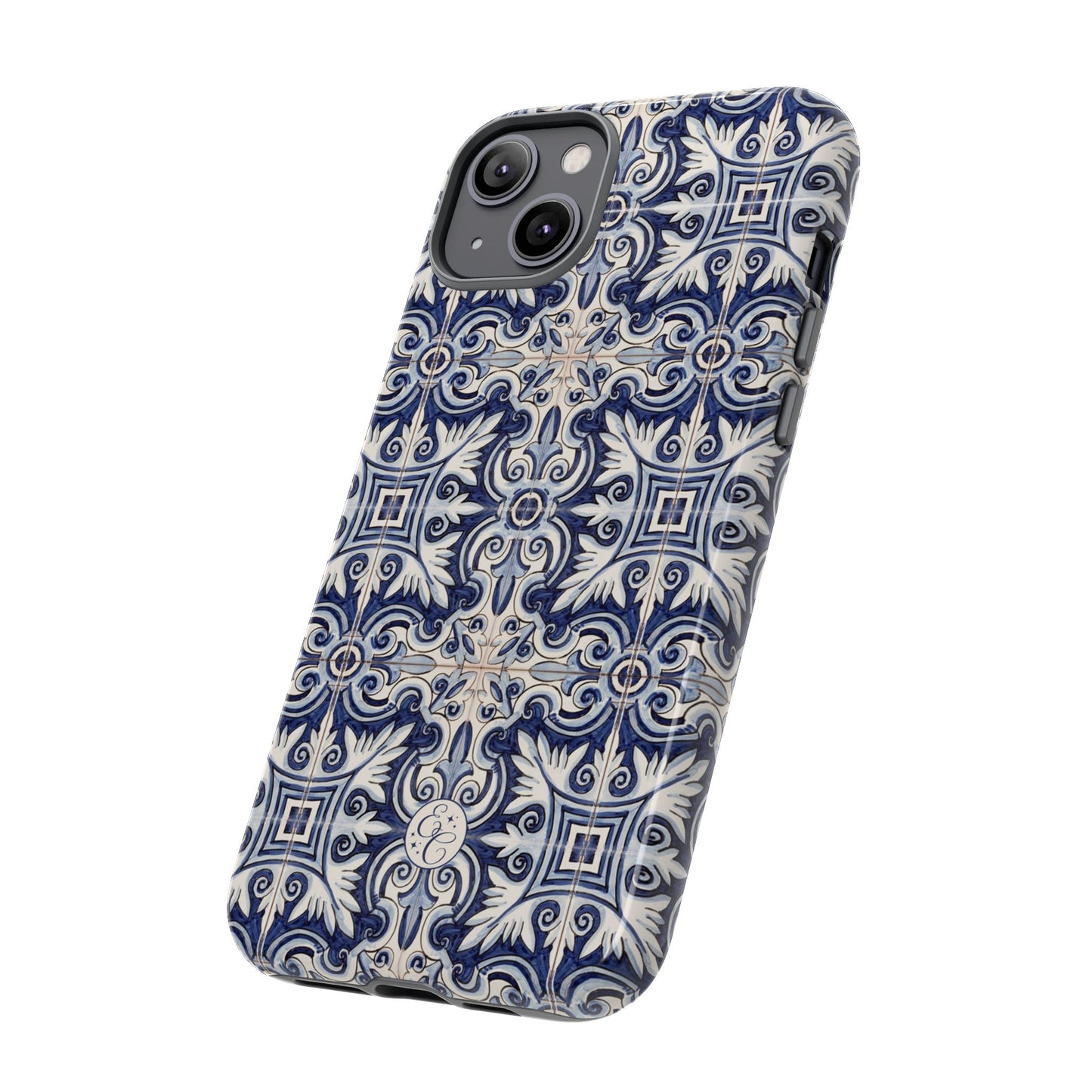 Mediterranean Floral Ceramic Pattern Tough Phone Case