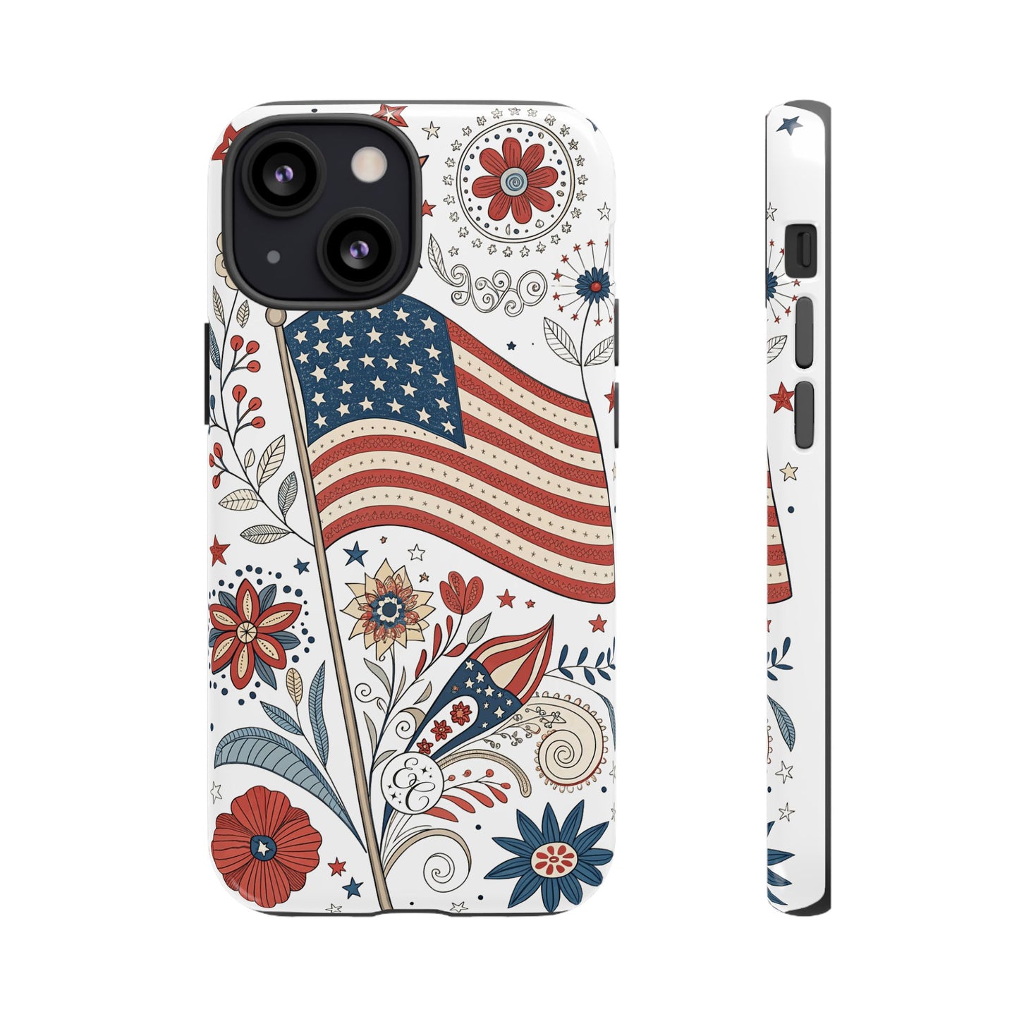 Boho USA Flag Floral Tough Phone Case