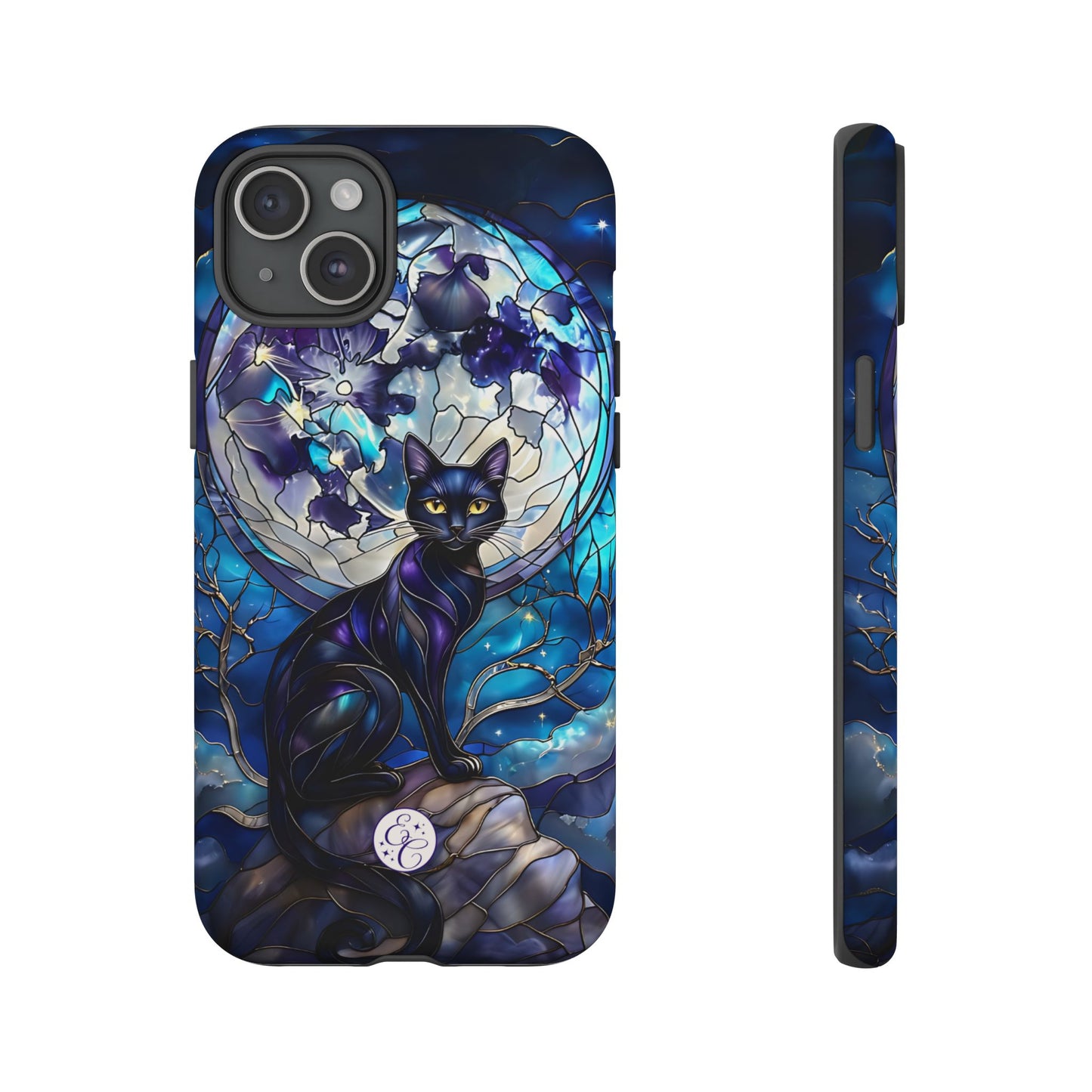 Stained Glass Black Cat Tough Phone Case