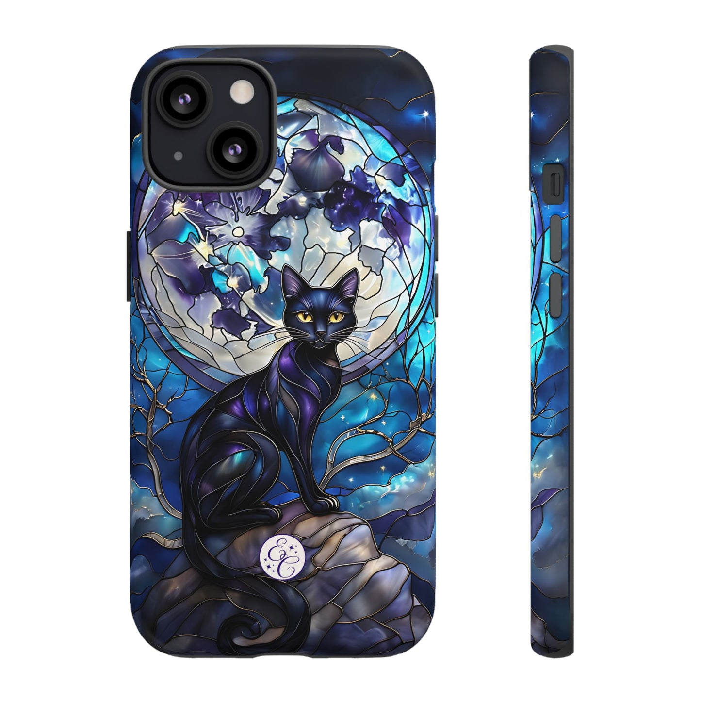 Stained Glass Black Cat Tough Phone Case