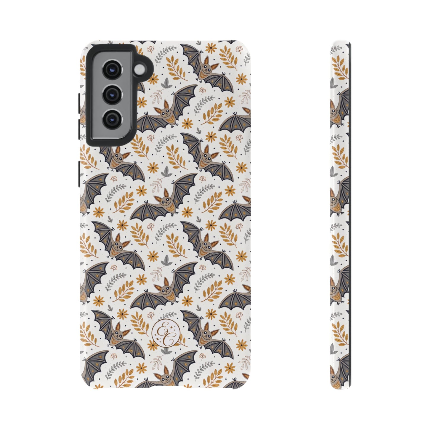 Boho Halloween Bat Pattern Tough Phone Case
