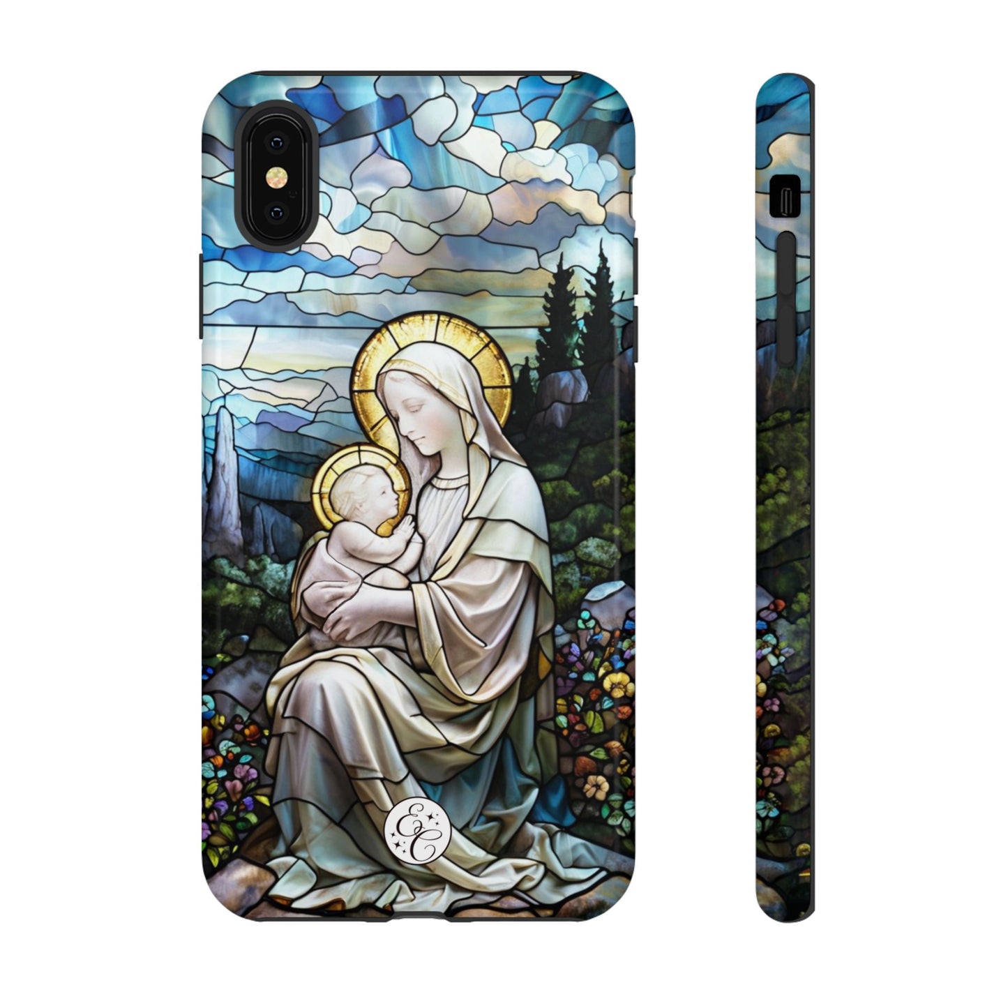 Virgin Mary with Baby Jesus Stained Glass Tough Phone Case
