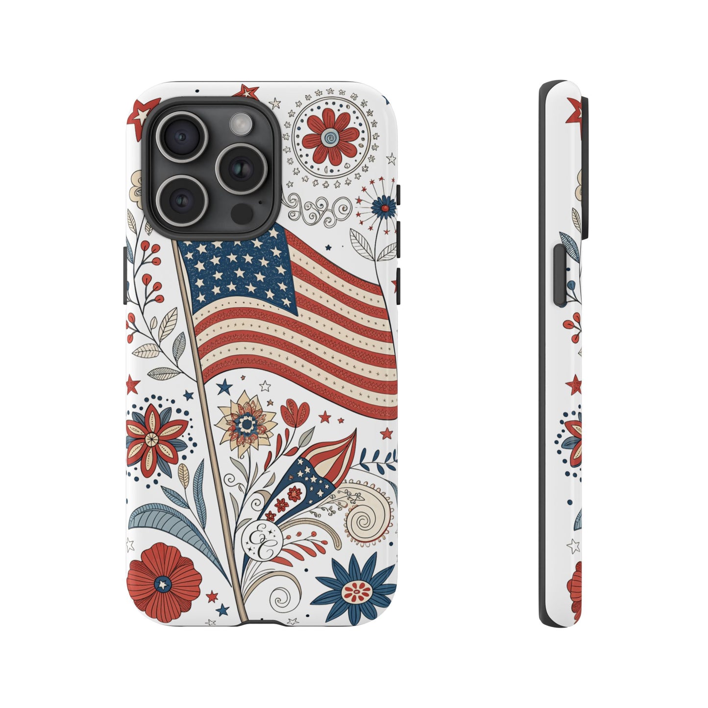 Boho USA Flag Floral Tough Phone Case