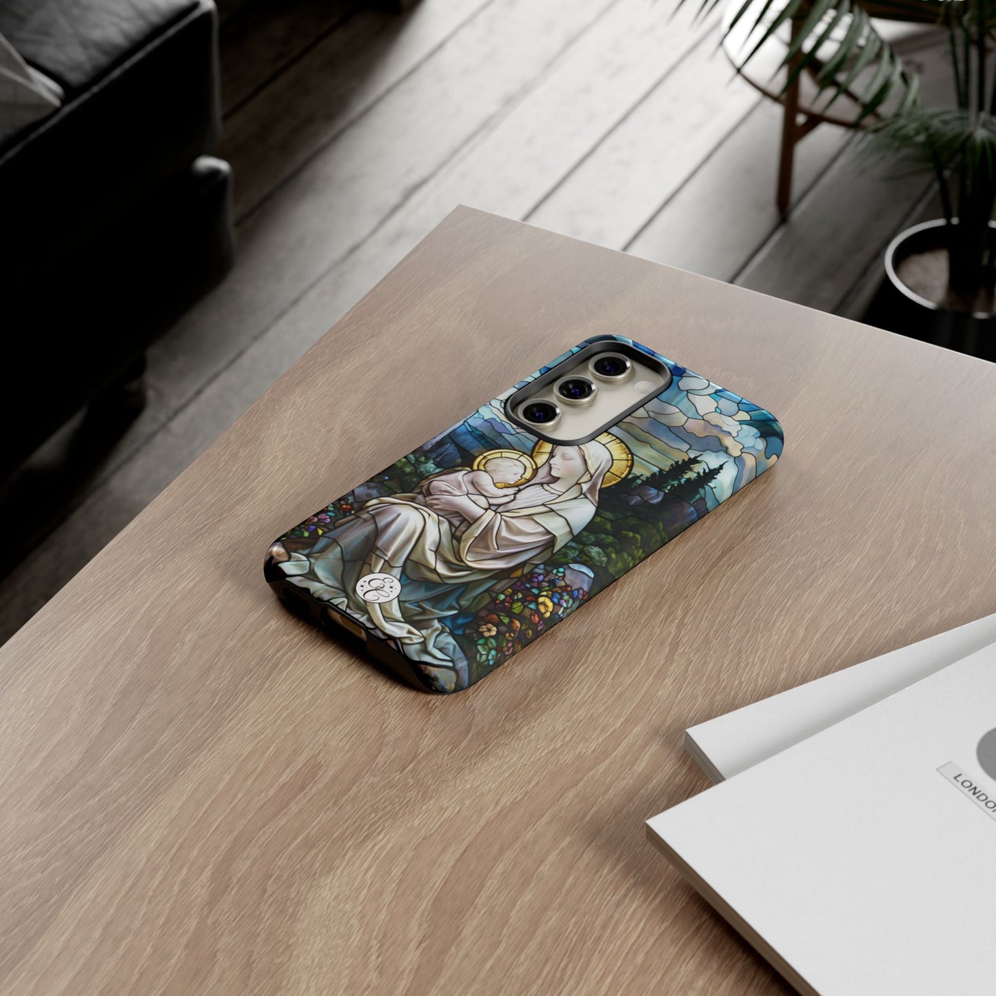 Virgin Mary with Baby Jesus Stained Glass Tough Phone Case