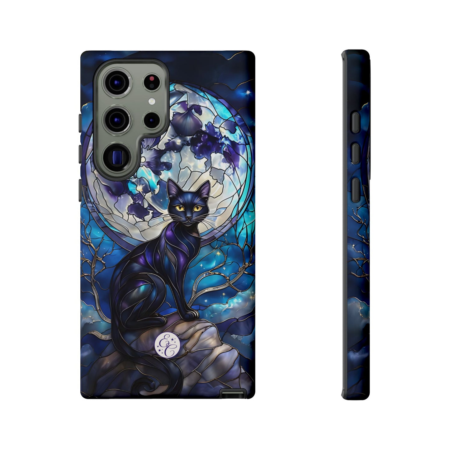 Stained Glass Black Cat Tough Phone Case