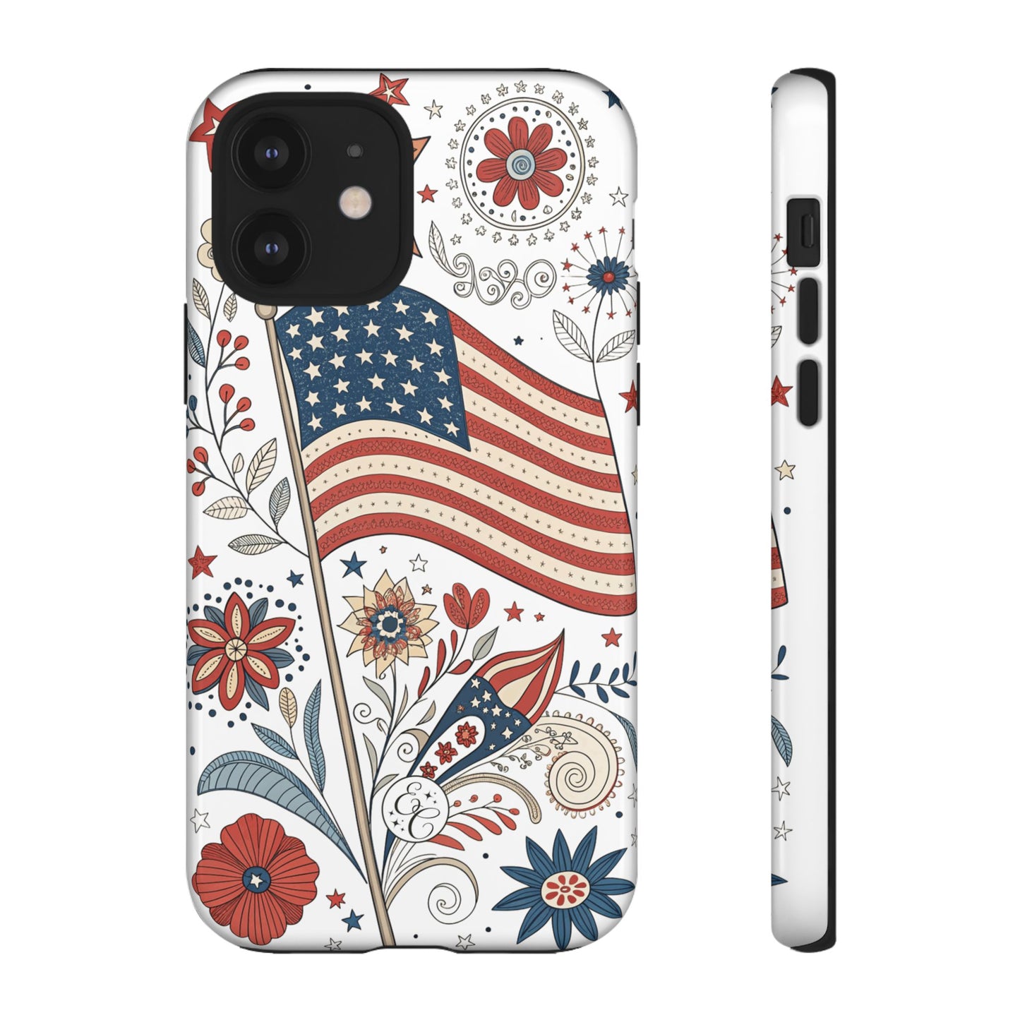 Boho USA Flag Floral Tough Phone Case