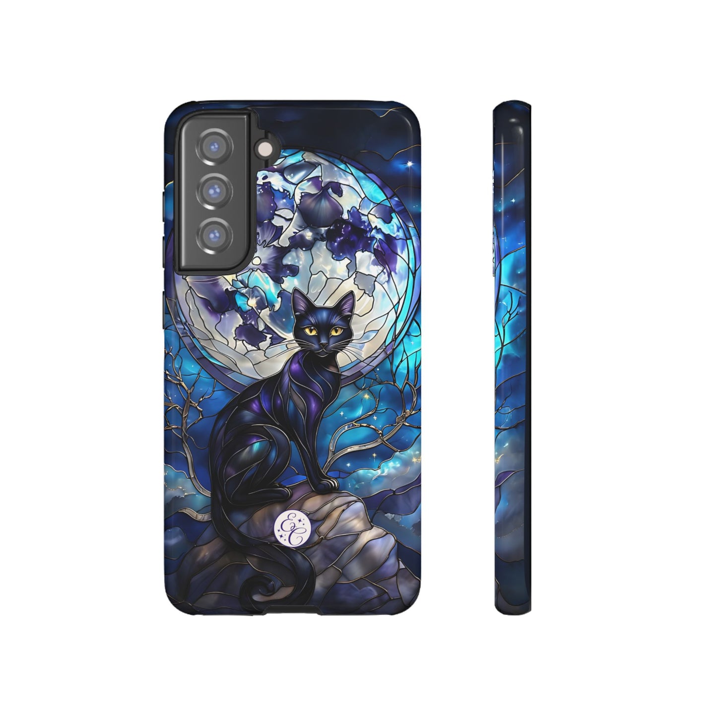 Stained Glass Black Cat Tough Phone Case