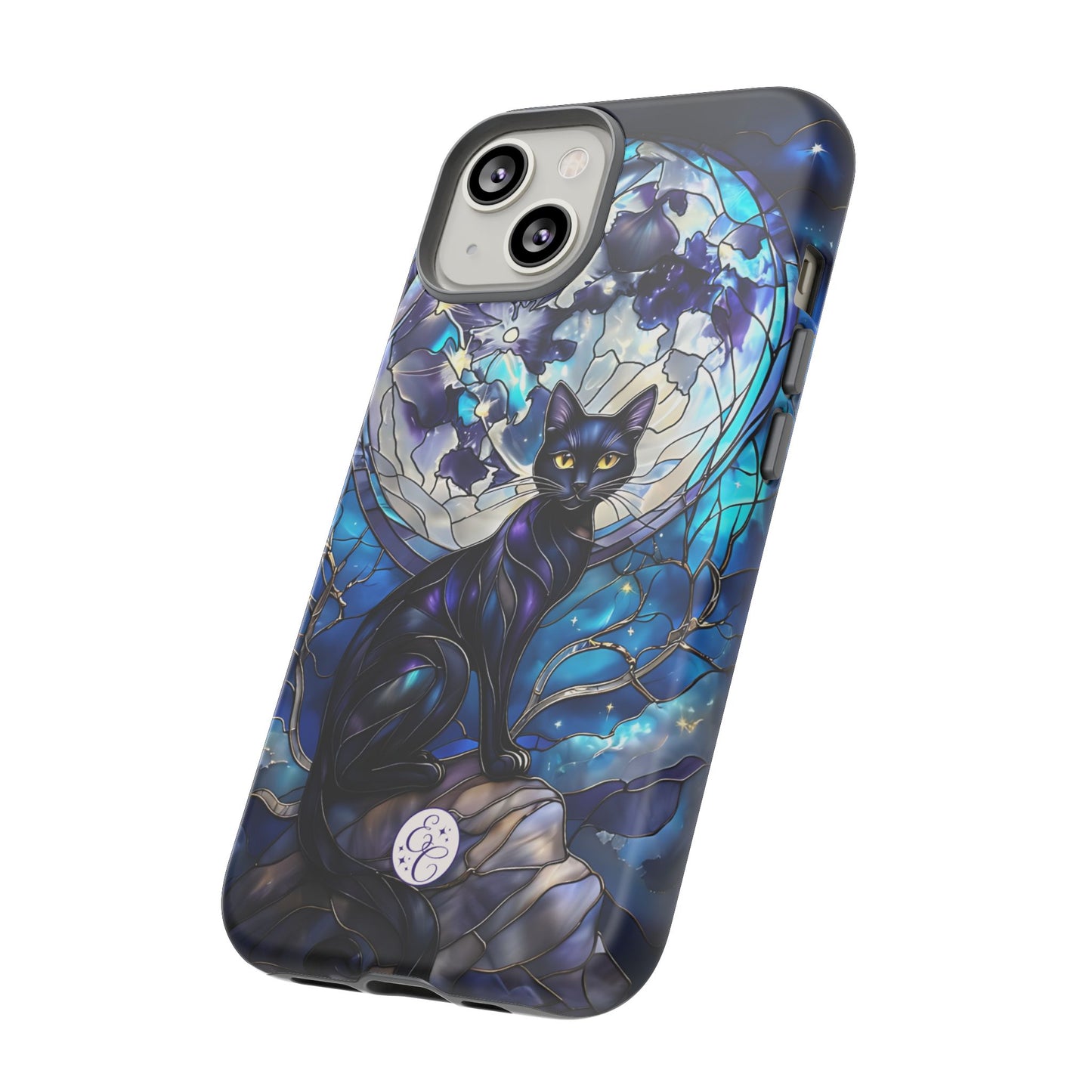 Stained Glass Black Cat Tough Phone Case