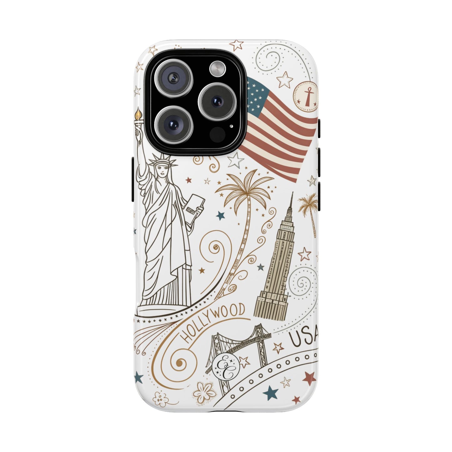 USA Landmarks Boho Doodle Tough Phone Case