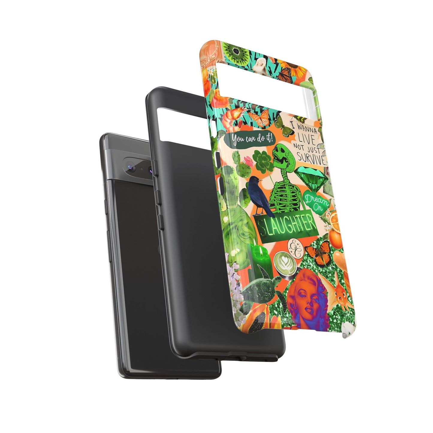 Green and Orange Collage Tough Phone Case