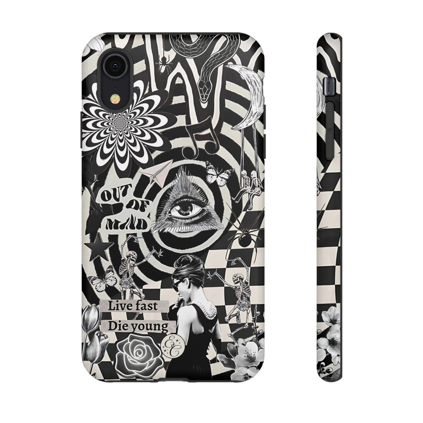 Black and White Psychedelic Art Tough Phone Case