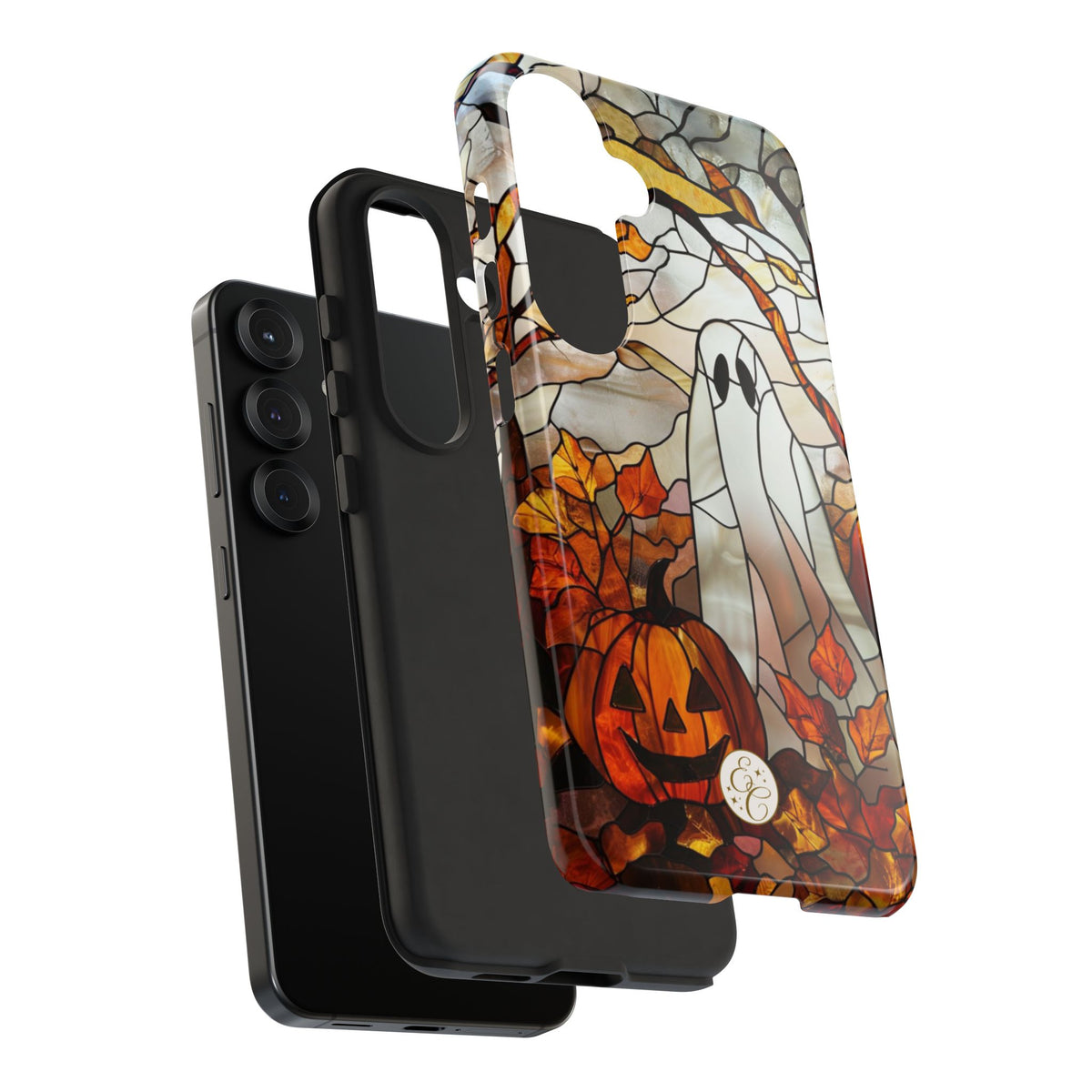 Ghost & Pumpkin Stained Glass Halloween Phone Case