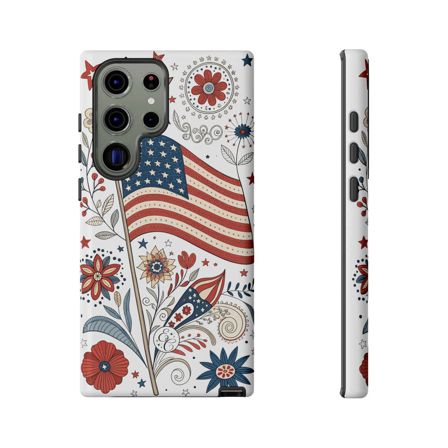 Boho USA Flag Floral Tough Phone Case