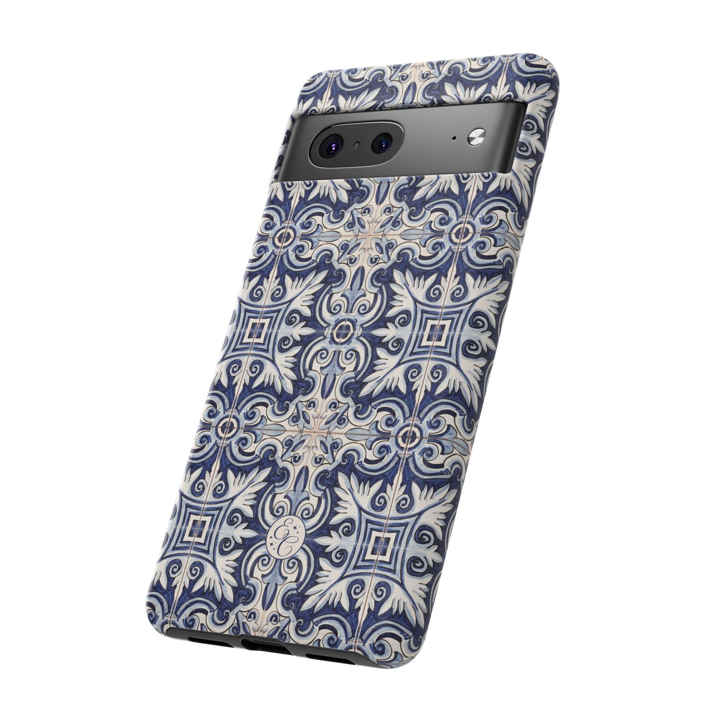 Mediterranean Floral Ceramic Pattern Tough Phone Case
