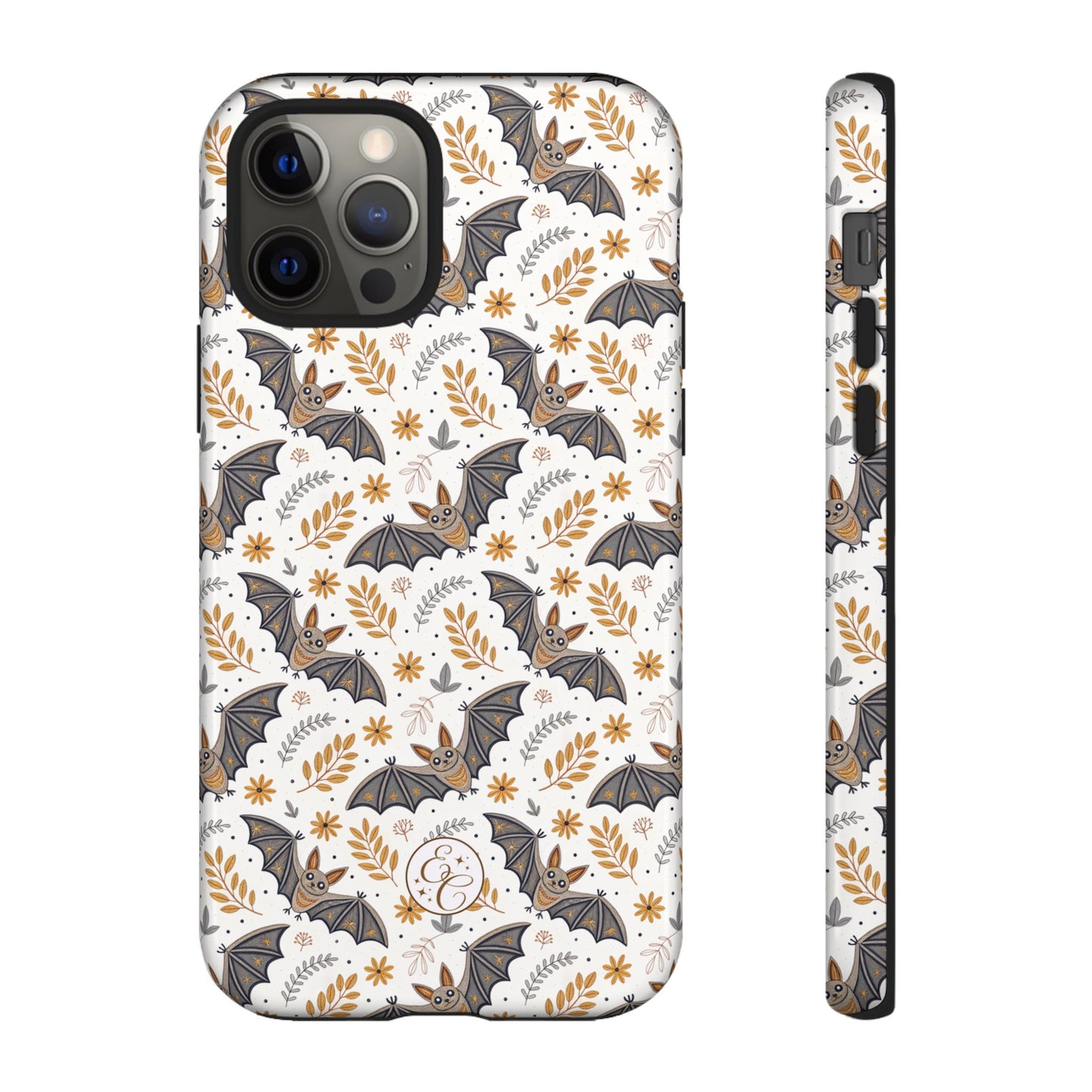 Boho Halloween Bat Pattern Tough Phone Case