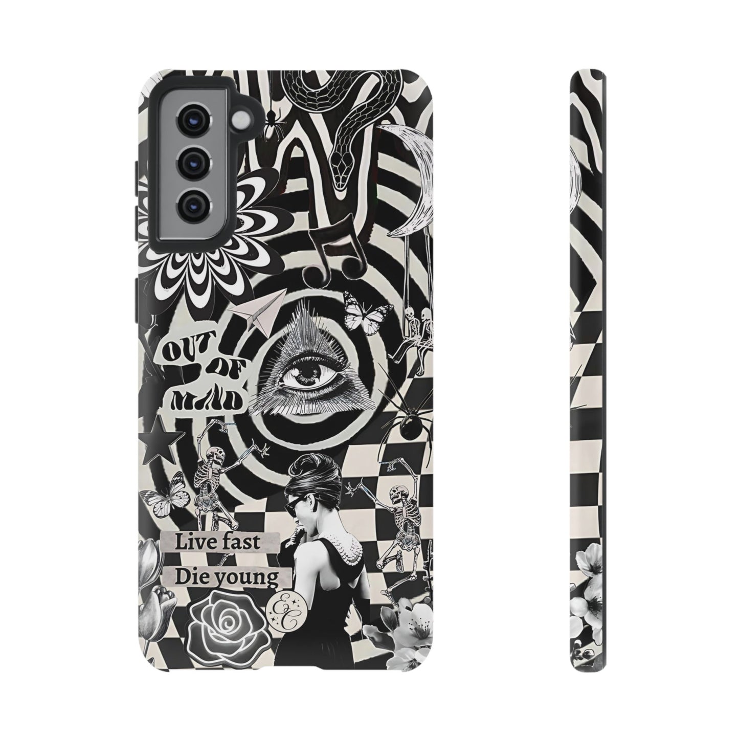 Black and White Psychedelic Art Tough Phone Case