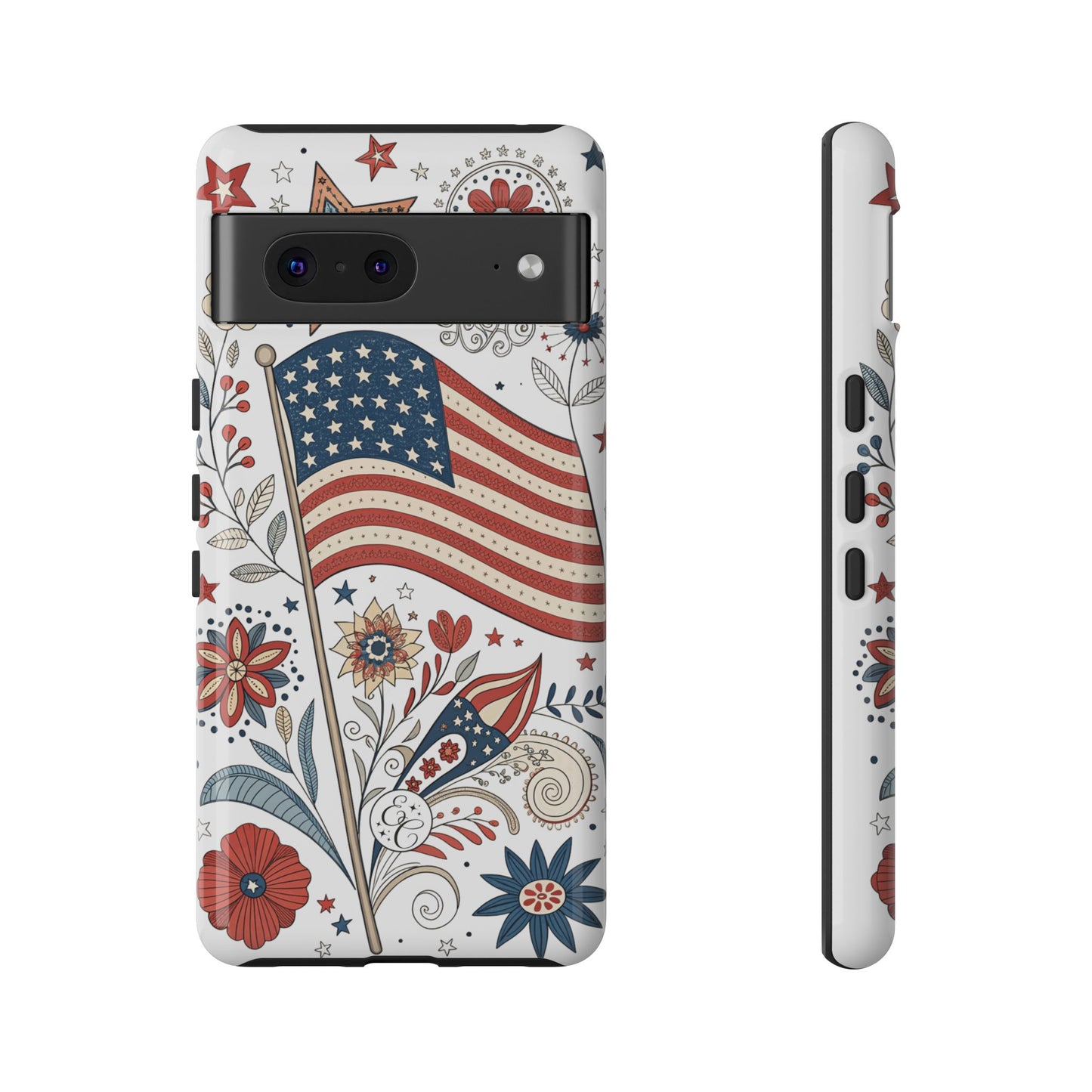 Boho USA Flag Floral Tough Phone Case