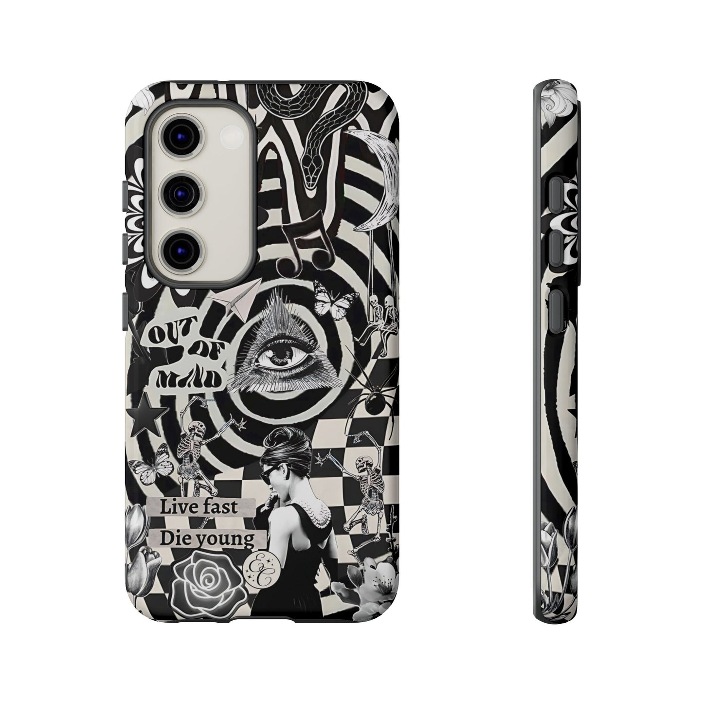 Black and White Psychedelic Art Tough Phone Case
