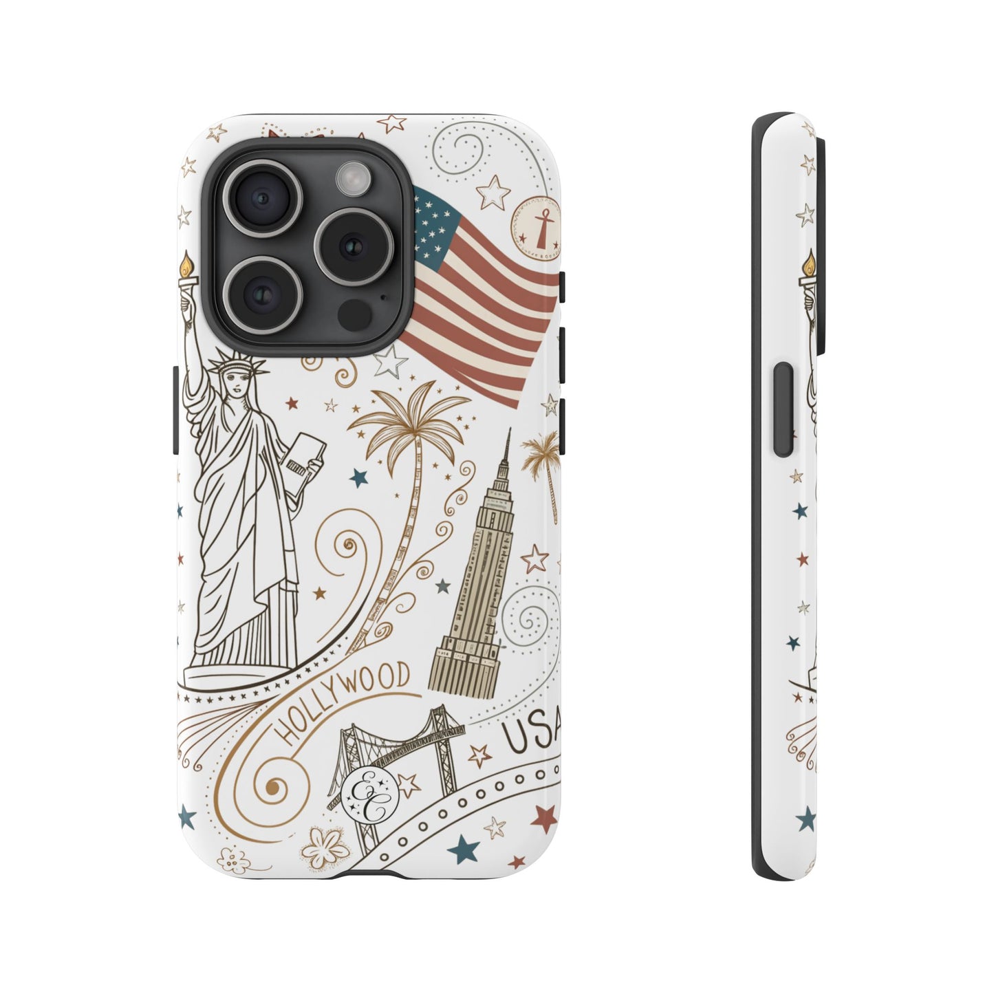 USA Landmarks Boho Doodle Tough Phone Case
