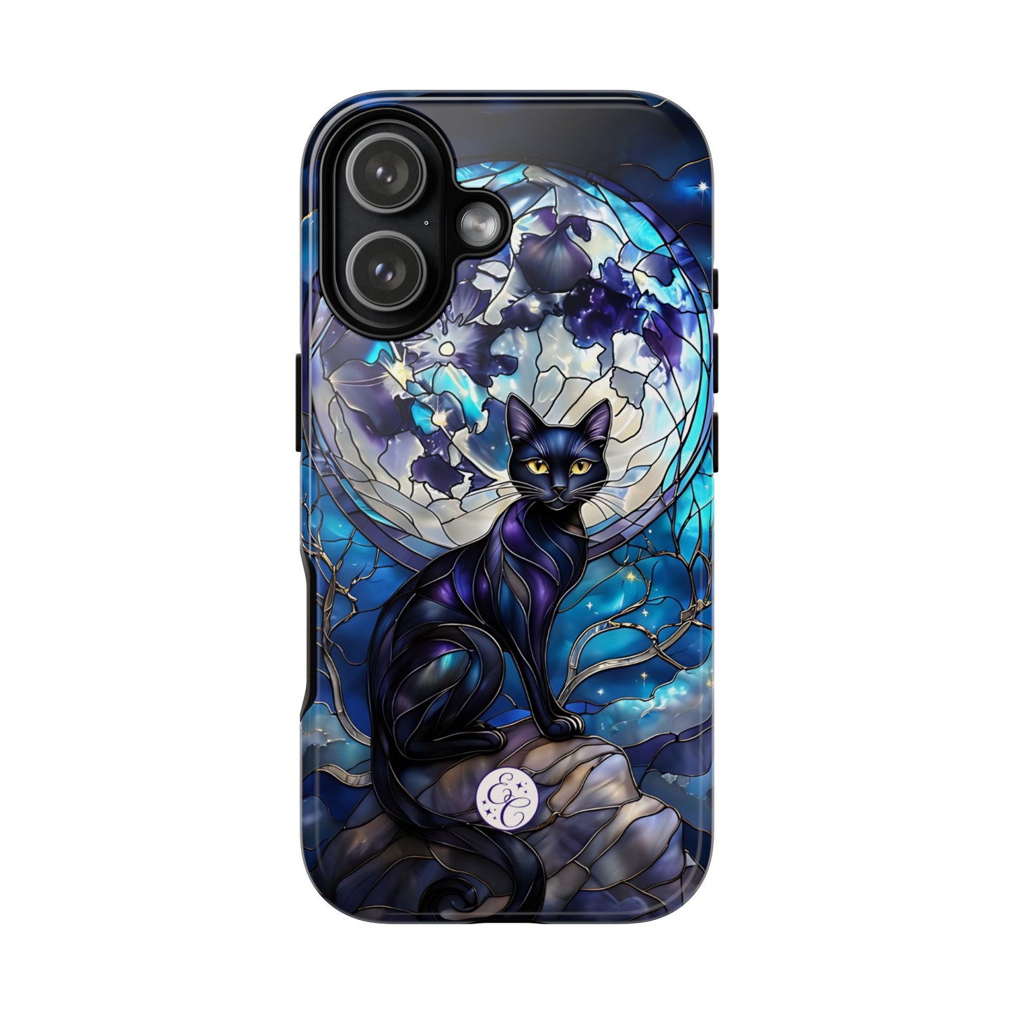 Stained Glass Black Cat Tough Phone Case