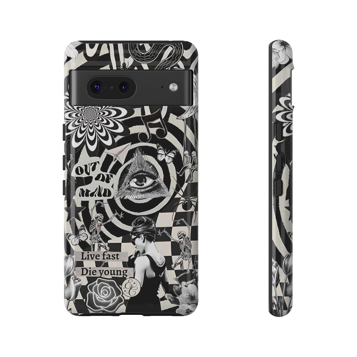 Black and White Psychedelic Art Tough Phone Case