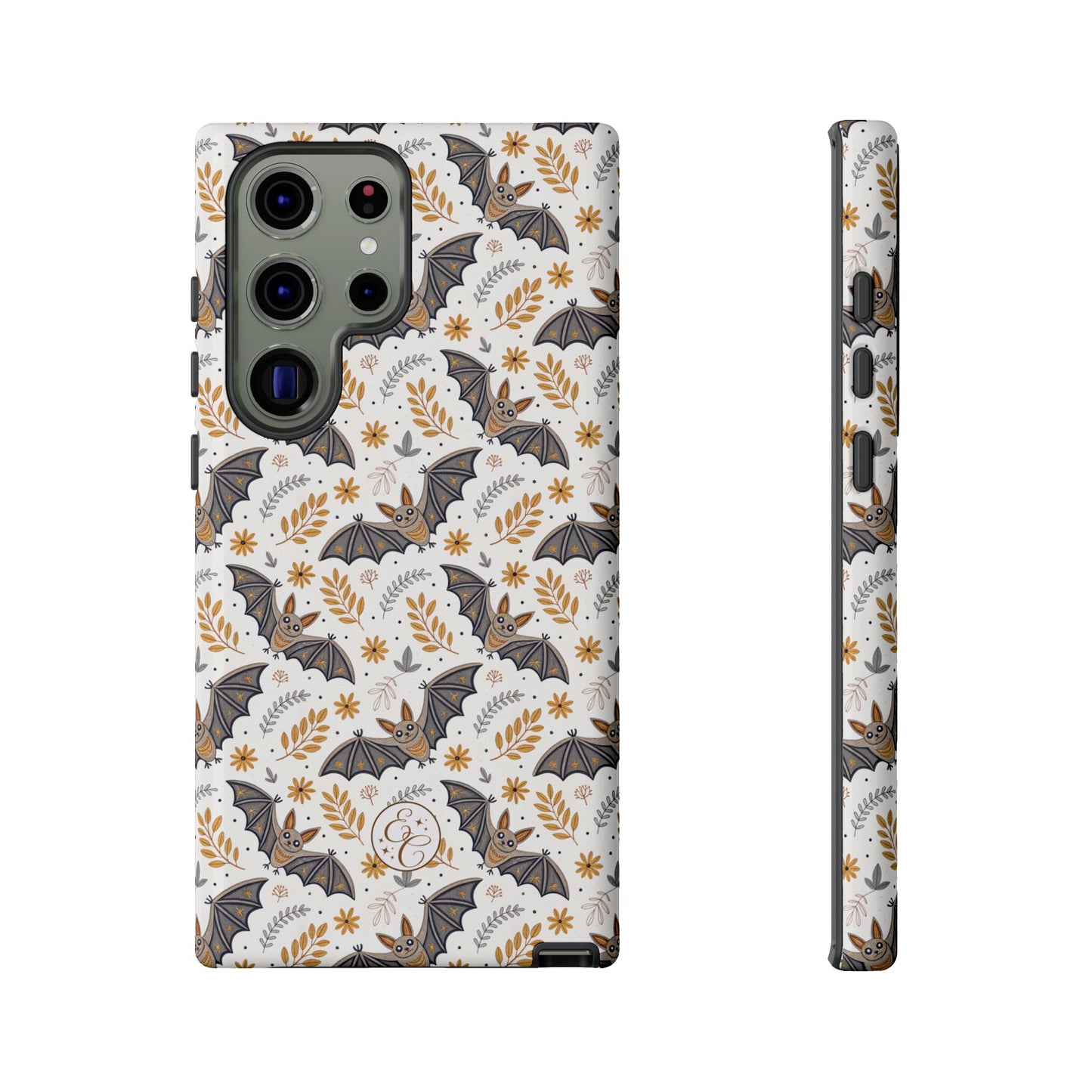 Boho Halloween Bat Pattern Tough Phone Case