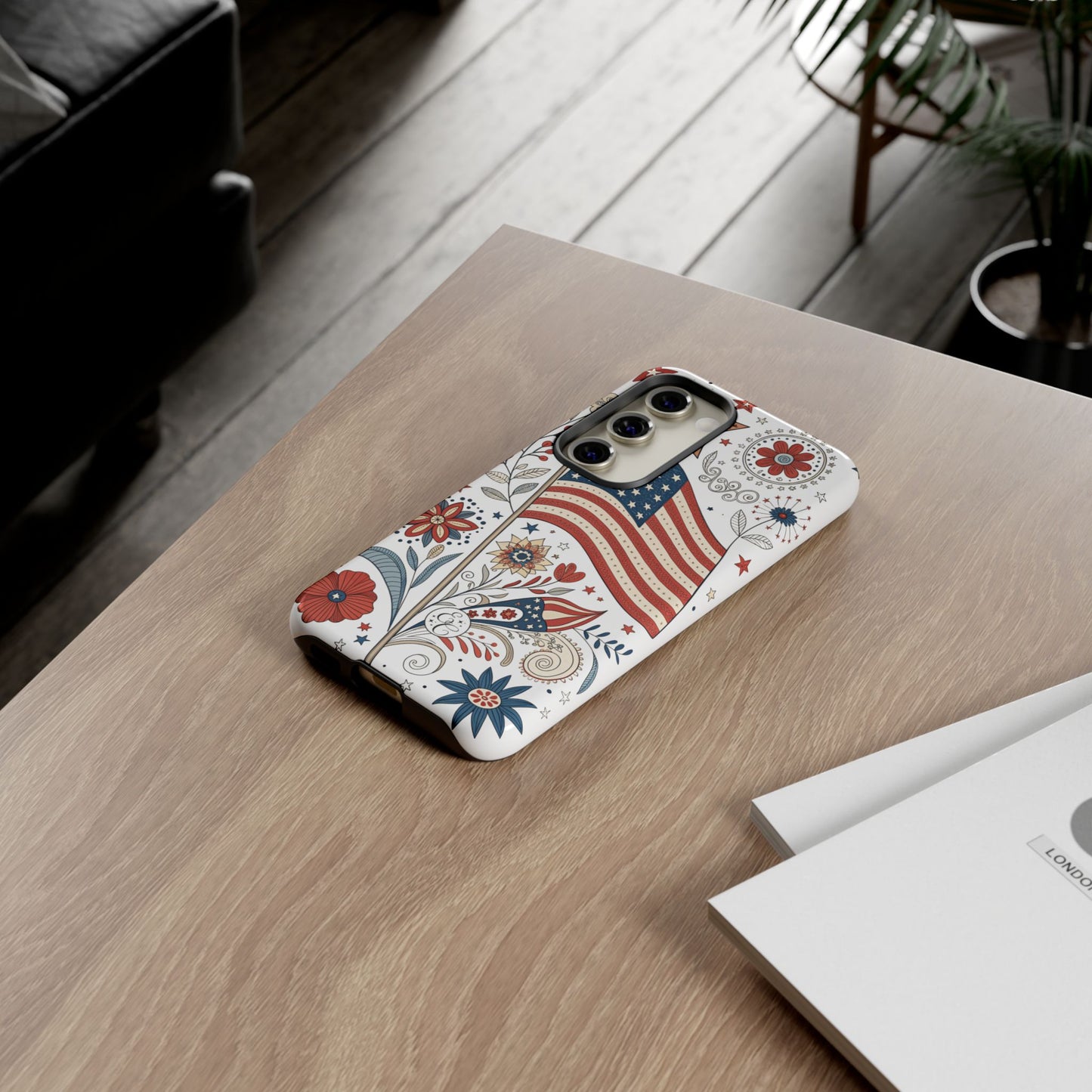 Boho USA Flag Floral Tough Phone Case