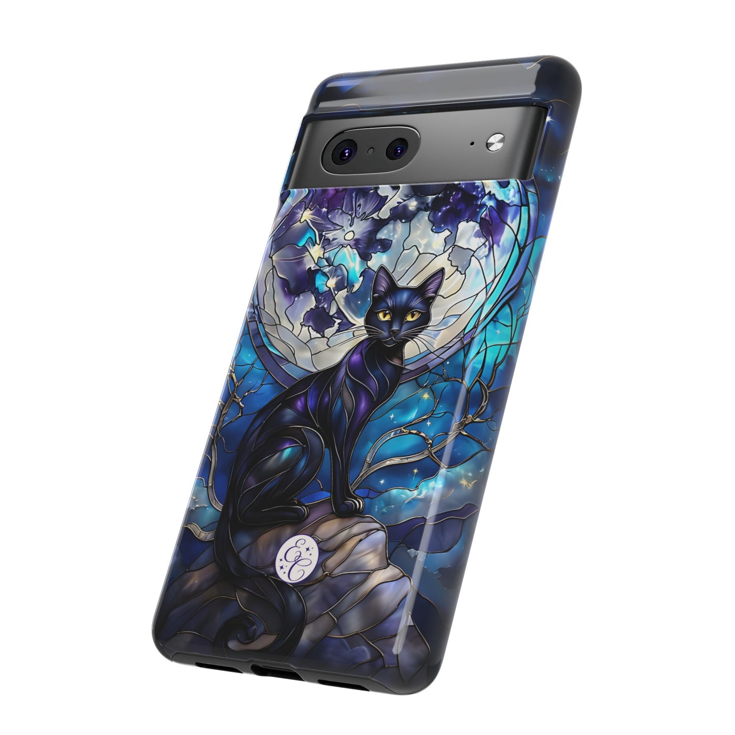 Stained Glass Black Cat Tough Phone Case