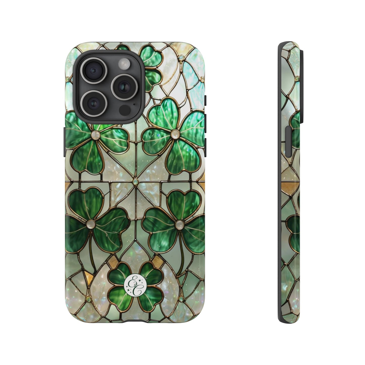 Lucky Clover Stained Glass Pattern Tough Phone Case