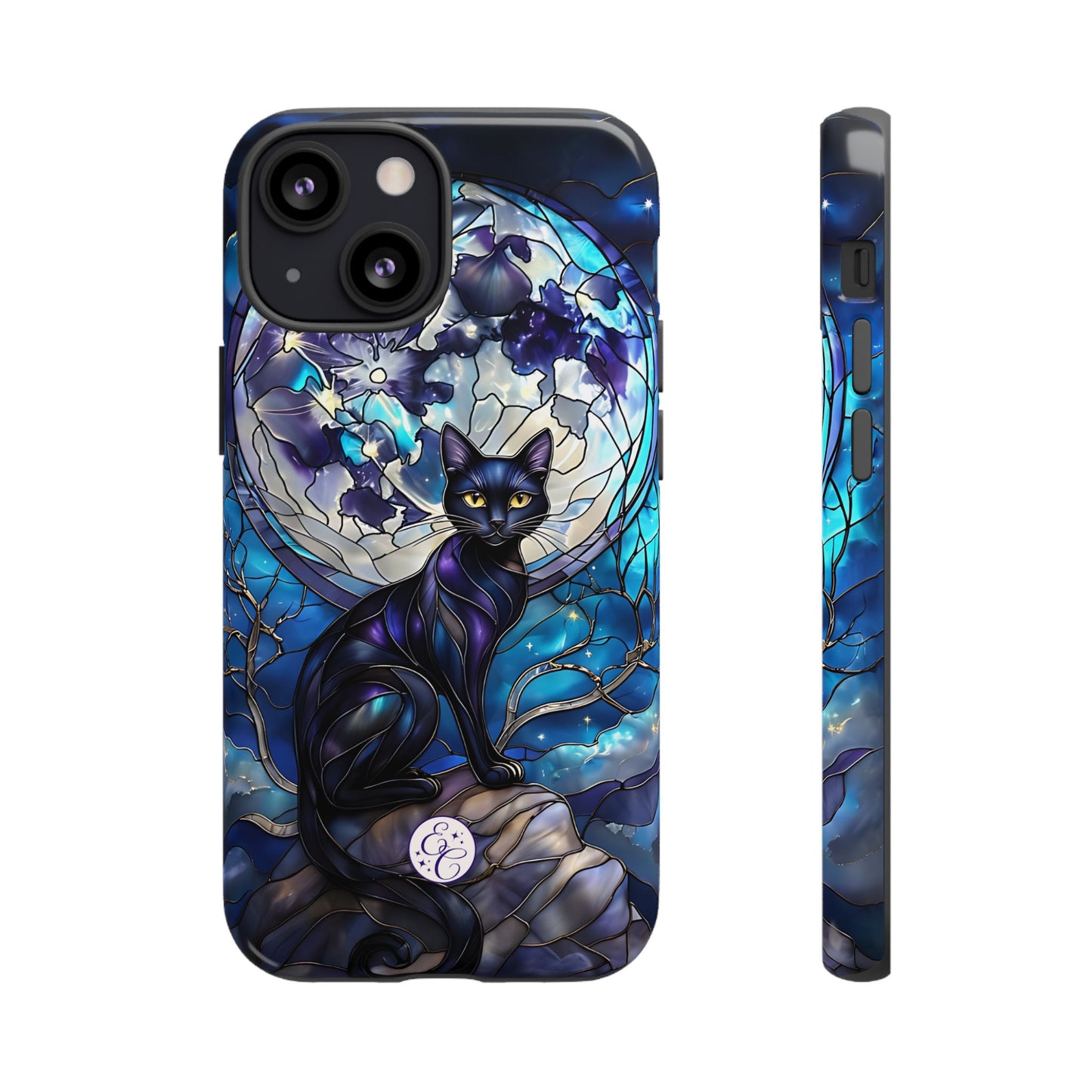 Stained Glass Black Cat Tough Phone Case