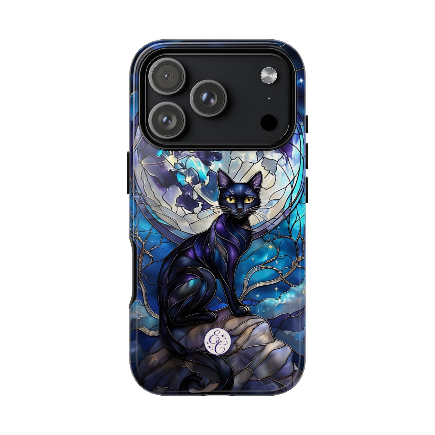 Stained Glass Black Cat Tough Phone Case
