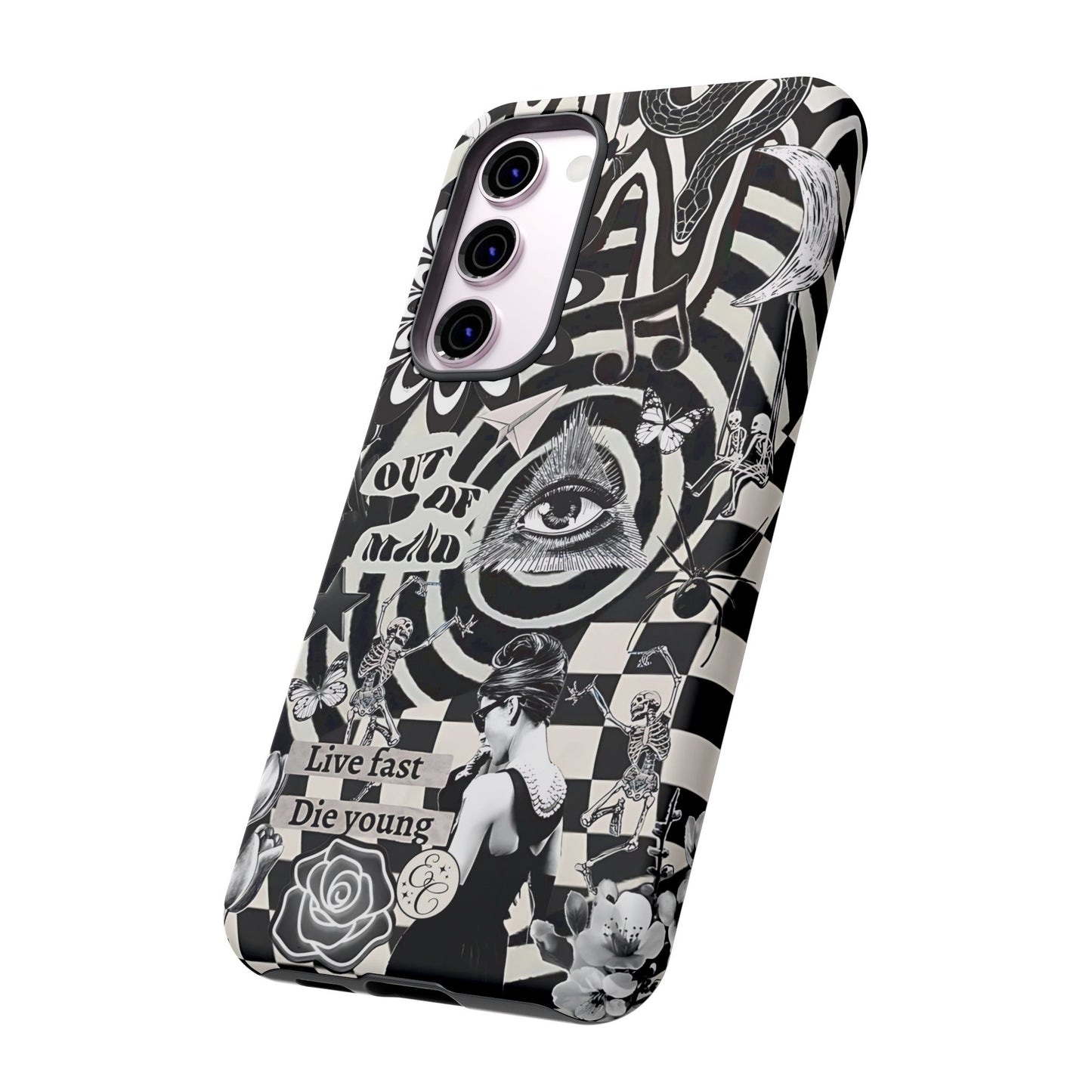 Black and White Psychedelic Art Tough Phone Case