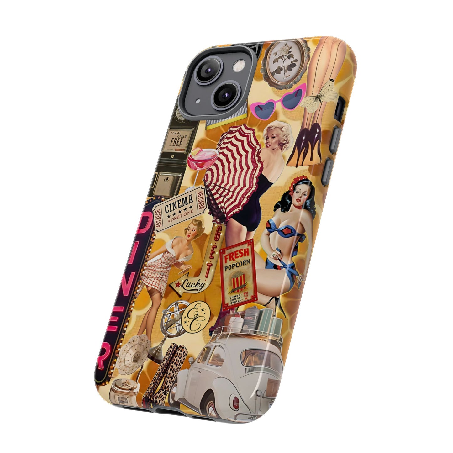 Retro Pin-up Collage Tough Phone Case