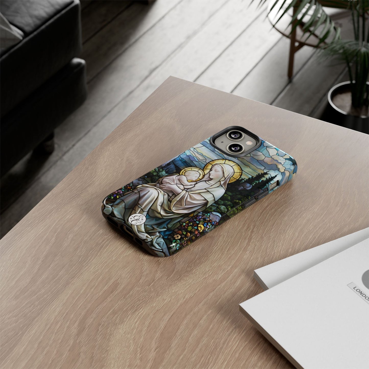 Virgin Mary with Baby Jesus Stained Glass Tough Phone Case