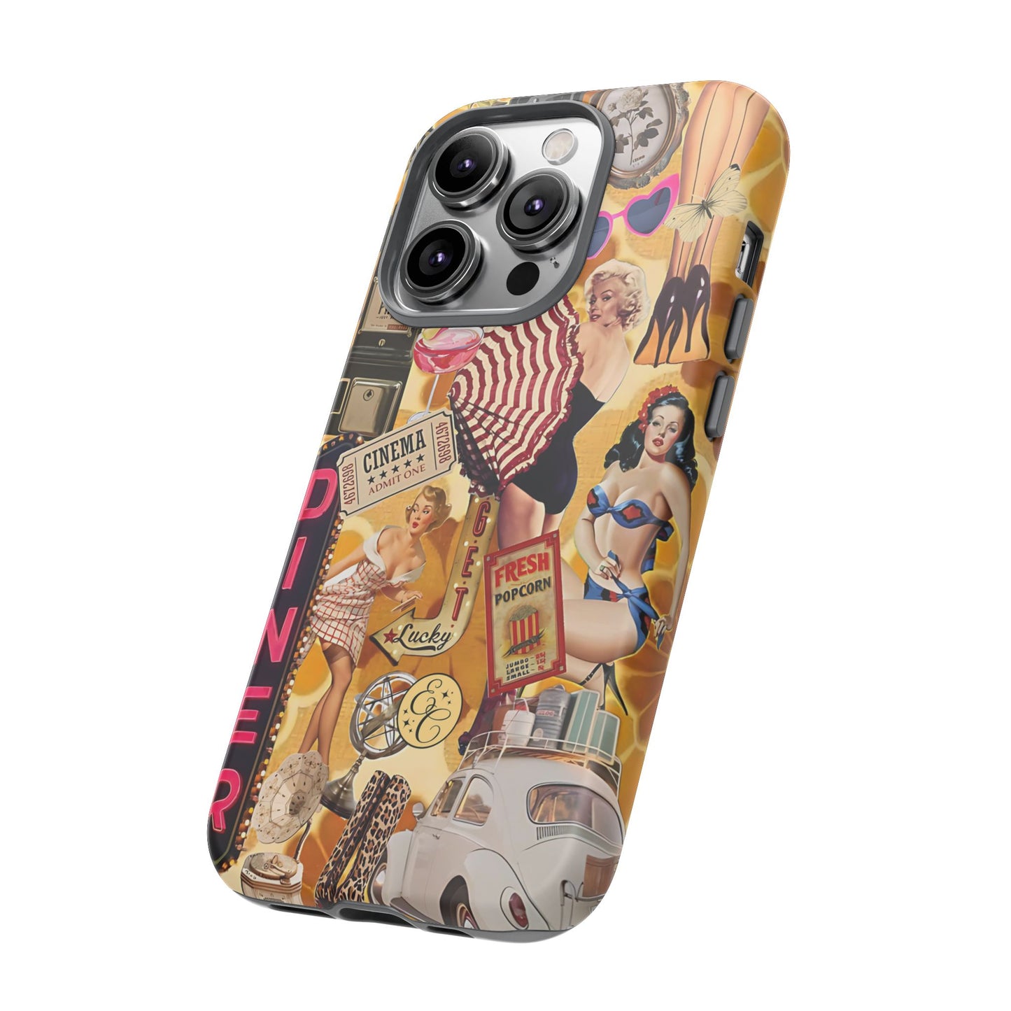 Retro Pin-up Collage Tough Phone Case