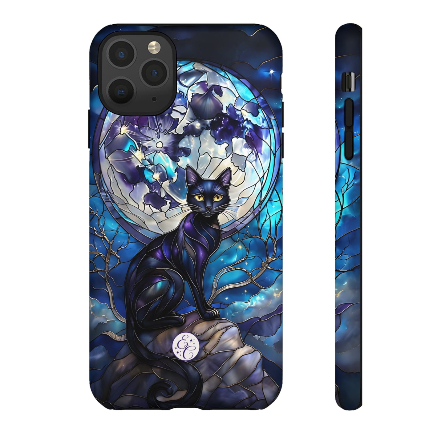 Stained Glass Black Cat Tough Phone Case