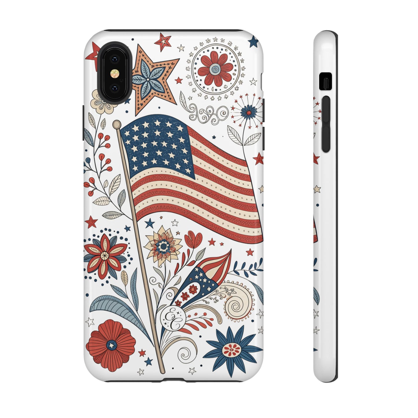 Boho USA Flag Floral Tough Phone Case