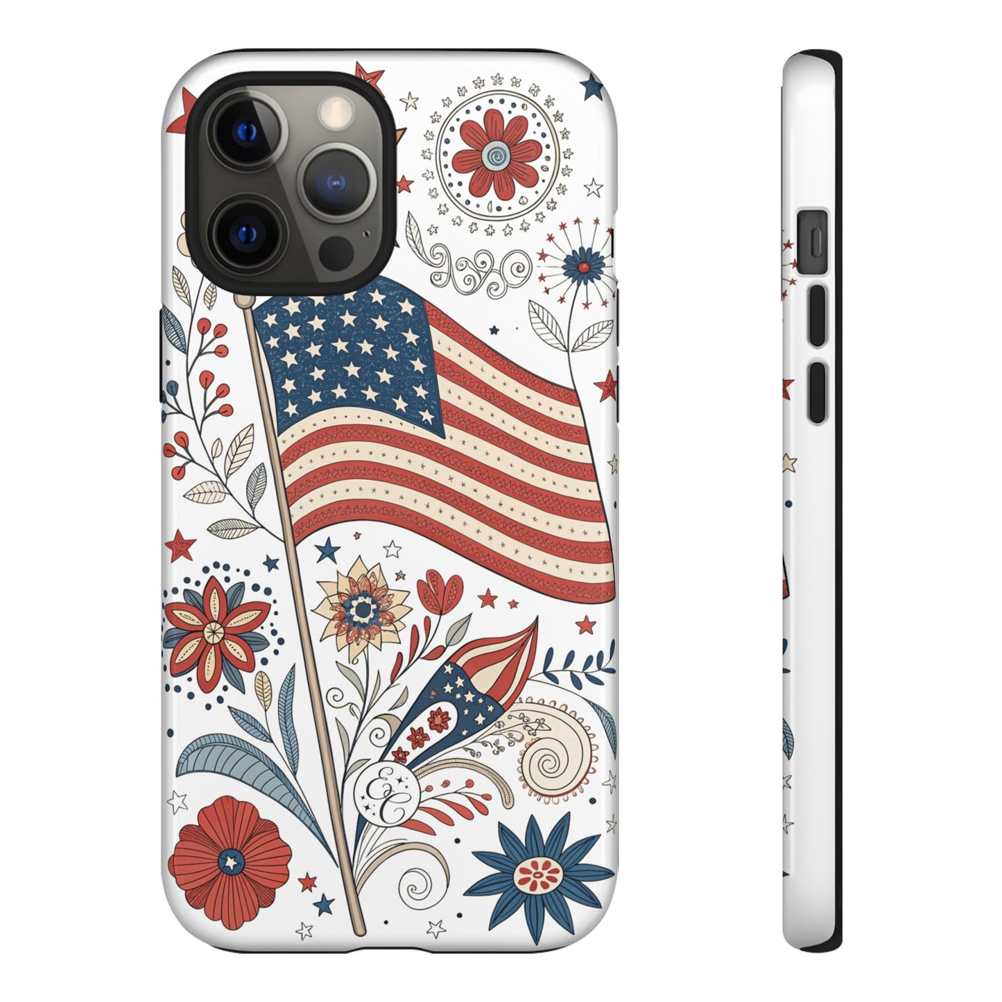 Boho USA Flag Floral Tough Phone Case