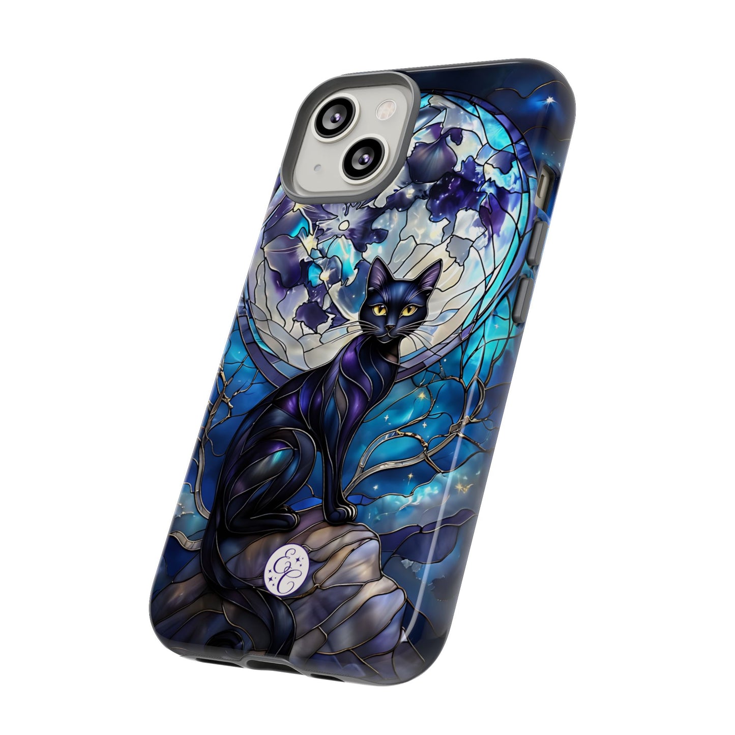 Stained Glass Black Cat Tough Phone Case