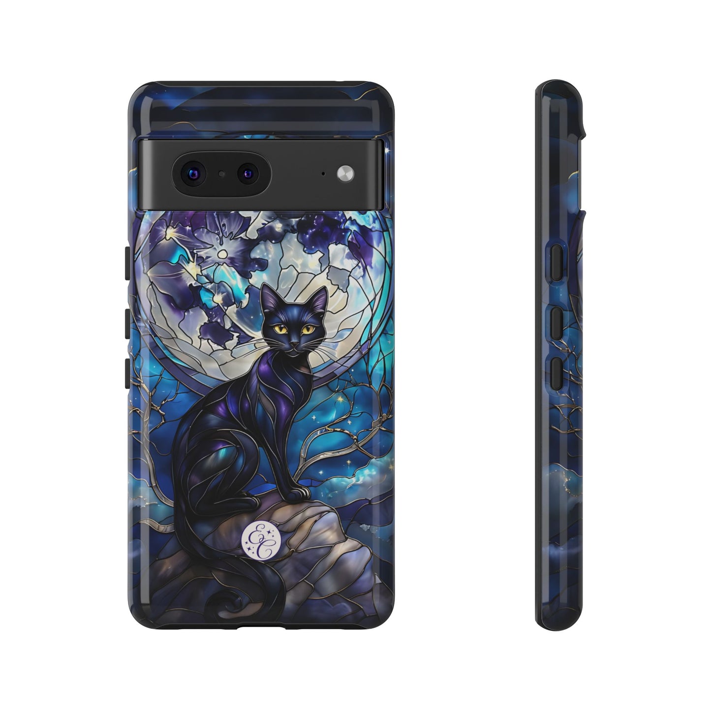 Stained Glass Black Cat Tough Phone Case