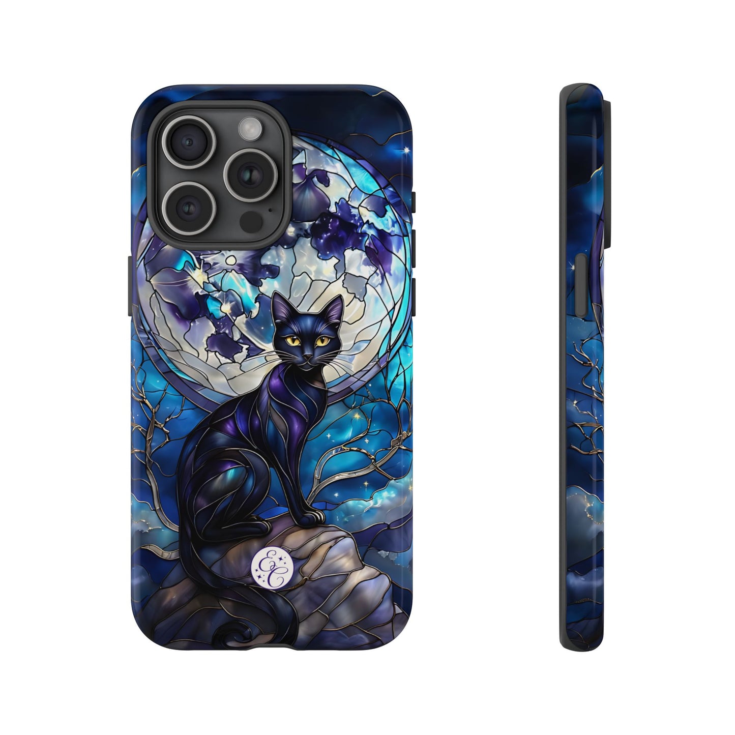 Stained Glass Black Cat Tough Phone Case
