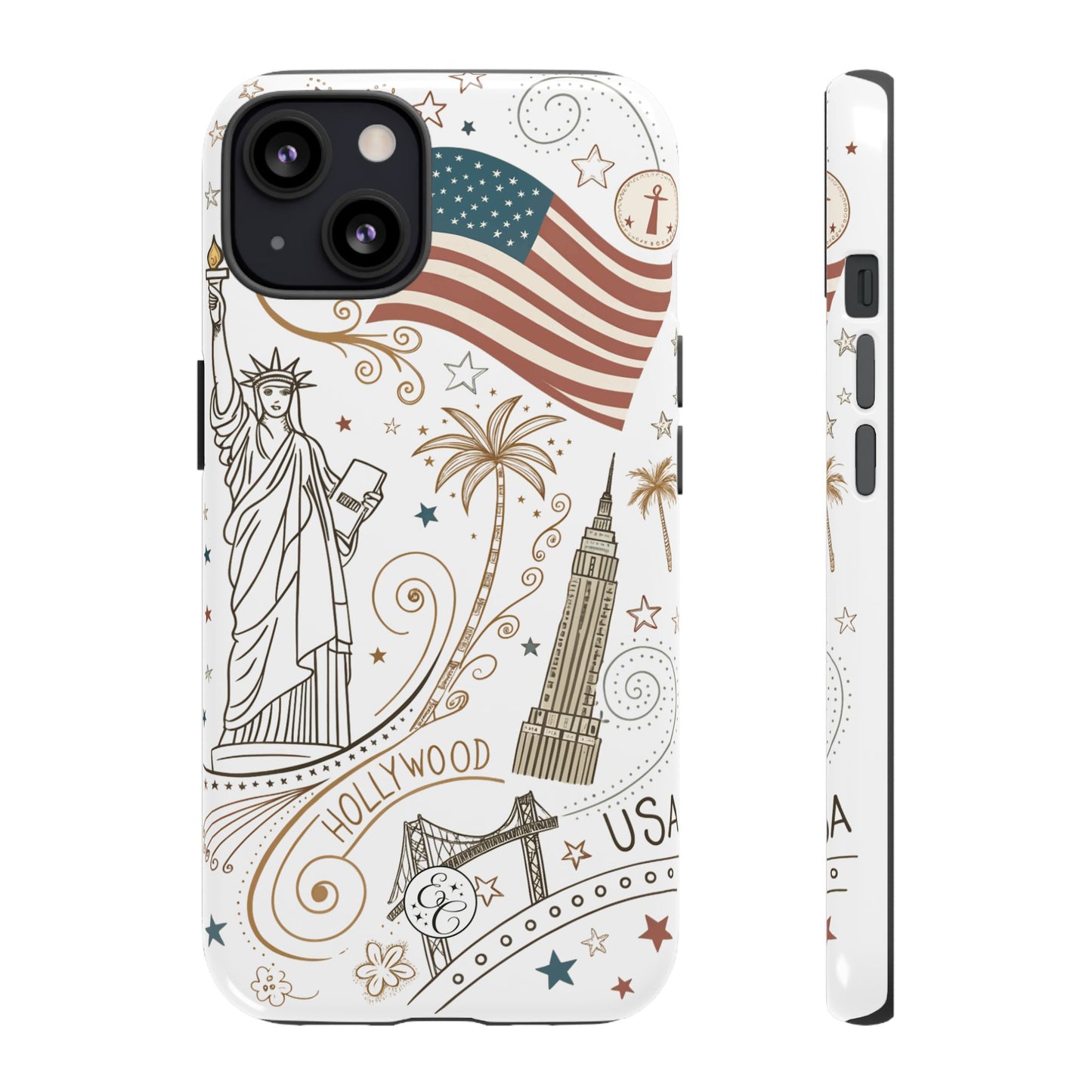 USA Landmarks Boho Doodle Tough Phone Case