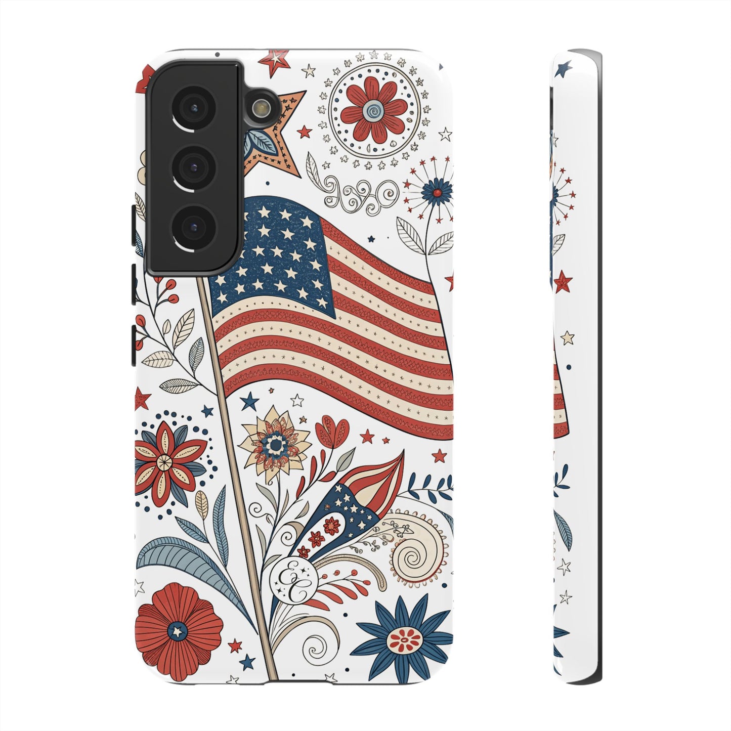 Boho USA Flag Floral Tough Phone Case